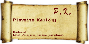 Plavsits Kaplony névjegykártya